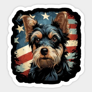 Patriotic Yorkshire Terrier Sticker